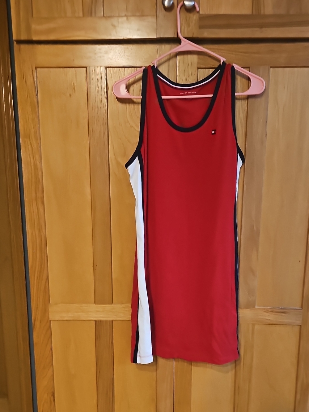 Tommy Hilfiger Red Swim Tank with White & Navy Trim